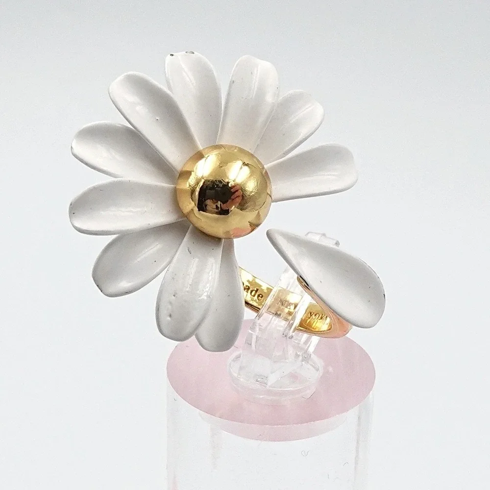 kate spade NY Dazzling Daisie Gold Tone Daisy Flower Open Ring Size 5 Botanical